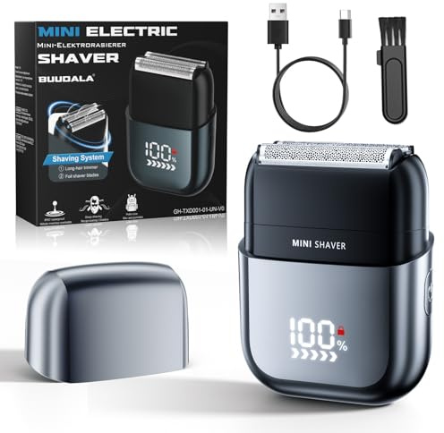 Afeitadora Electrica Hombre con Pantalla LED, Máquina de Afeitar Barba En Seco y Mojado, IPX7 Resistente Foil Shaver con 3 Cuchillas, Tipo C Recargable, Ligero y Portátil para Barba Rostro Viajes