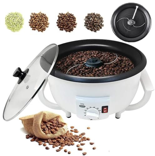 DEaThsalL Tostatrice per caffè, Tostatrice elettrica per Chicchi di caffè Domestica da 1200 W, Mescola uniformemente Antiaderente per tostare Arachidi, Noci, 0-240 ℃ Regolabile