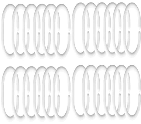 MUNZE Anillas Para Cortina De Ducha,24 Unidades, Color Blanco, Anillos Para Cortina De Ducha En Forma De C Para Barra De Ventana De Ducha, De Plástico Resistente