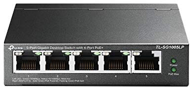 TP-Link TL-SG1005LP 5 Port Gigabit PoE Switch, 4× Gigabit PoE+ Ports, 802.3af/at 30W, 40W Total Budget, Network switch, Power Saving, Plug & Play, Metal Case, Ethernet Switch, Ethernet Splitter