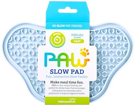 PetDreamHouse PAW Slow Lick Pad – Non-Slip Lick Mat for Dogs & Cats, Anxiety Relief, Durable TPE, Suction Cup Grip, Dishwasher Safe – Baby Blue