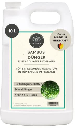 Bambus Dünger flüssig 10 L - 100% Schnelldünger mit Eisen - Spezialdünger - Flüssigdünger für Bambuspflanzen & Bambushecken - Bambus düngen im Freiland & Haus - Dünger Bambus