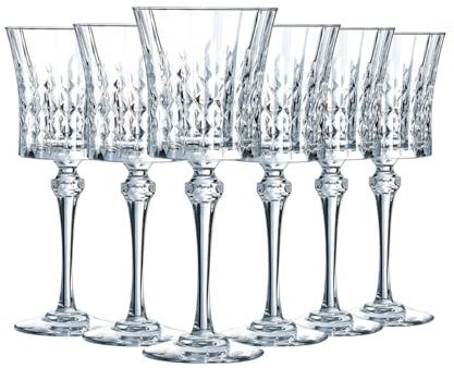 Cristal d'Arques Paris - Collection Lady Diamond - 6 Verres à pied 19 cl - Brillance, Transparence et Haute Résistance - Fabriqués en France - Emballage renforcé, adapté à la vente en ligne