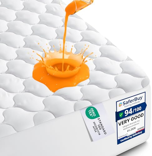 Utopia Bedding Gesteppte wasserdichte Matratzenauflage 180 x 200 cm, Matratzenauflage, Wasserdichter Matratzenschoner, Dehnbar Auf 38 cm (weiß)