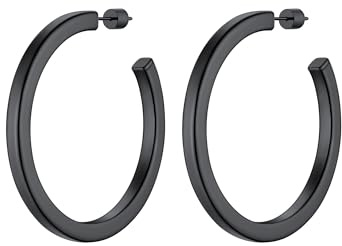 PROSTEEL Halvringar för dam 30 mm/40 mm/60 mm/80 mm öppna fyrkantiga ringar i rostfritt stål/guldpläterad/svart, 60mm, Rostfritt stål