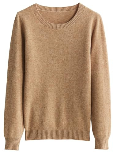 Chanyarn 100% Laine Mérinos Pulls Femmes Manche Longues Automne et Hiver col Rond Pull en Tricot (Khaki,S)
