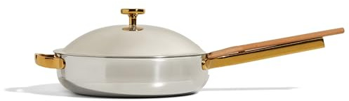 Our Place Titanium Always Pan Pro - 10.6” (2.8 Qt) No-Coating Nonstick Technology | Tri-Ply Titanium & Stainless Steel | Safe for Oven, Induction & Cooktops up to 750°F | Includes Spatula | Gold