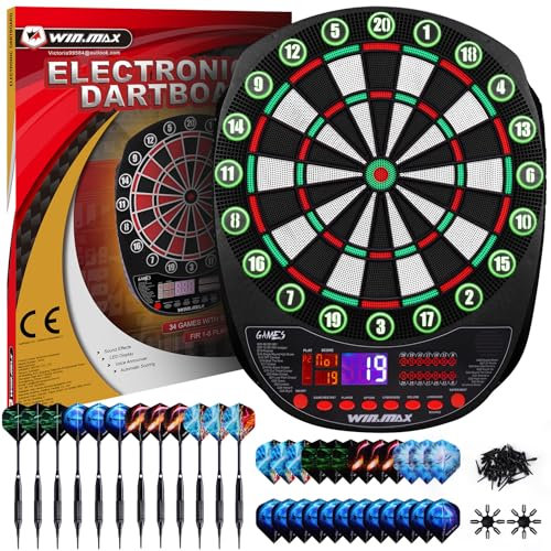 Electronic Dartboard Professional Set 34 Games with 354 Variants 3 Languages: German, English, French Dartboard