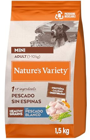 Nature's Variety Healthy Grains - Pienso para Perros Mini Adultos con Pescado blanco sin espinas - 1,5kg