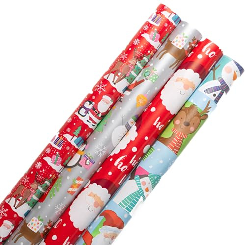 4 X 7M Cute Christmas Wrapping Paper Roll (28 meters) Ideal for Xmas, Festive Season - Made in UK