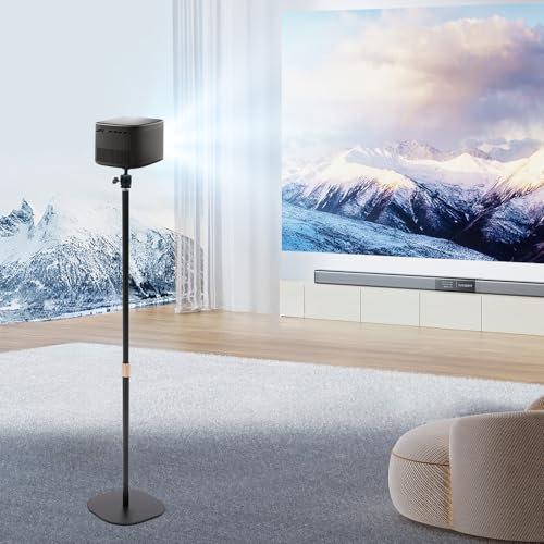 ieLsngai Supporto per proiettore girevole a 360°, Supporto Proiettore da Terra Base in Metallo, Staffa Proiettore, Altezza Regolabile da 65 a 120 cm