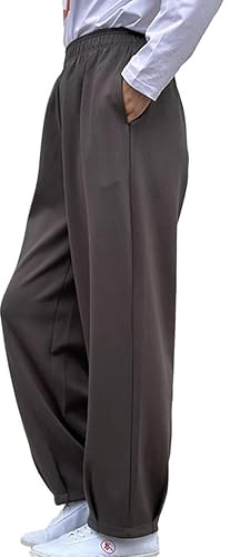 Kids Martial Arts Kung Fu Pants with Pockets Elastic Waist Yoga Tai Chi and Wing Chun Loose Bottoms Grey