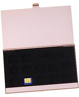 DOITOOL Organisateur de Cartes Sim Boîte de Rangement Portable avec Aiguille en Aluminium Doré Stockage Sécurisé et Compact pour Téléphone, pour Maison et Boutique