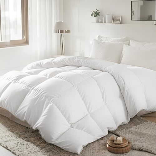 Beautyrest Goose Down Fiber Comforters King Size, Extra Warmth 100% Cotton Fabric Hotel Collection Luxury White Duvet Insert, Breathable Bedding Comforters for Winter and Cold Weather, 106x90 Inch