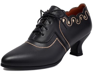 EQWIGKEIT Zapatos de traje regional para mujer con tacón, zapatos de boda, elegantes, tacones de bloque, zapatos de tacón ancho, zapatos de negocios, cómodos, zapatos de tirolesa, zapatos retro de