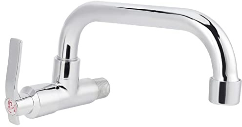 Gegong G1/2 pollici montato a parete singolo rubinetto acqua fredda rubinetto cucina lavello usi a 360 rotazione in ottone tubo in acciaio inossidabile superficie cromata (LQ-3092 25 cm)