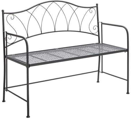 Dehner Klappbank Luca, 2-Sitzer, ca. 115 x 52 x 95.5 cm, Metall, pulverbeschichtet, dunkelgrau