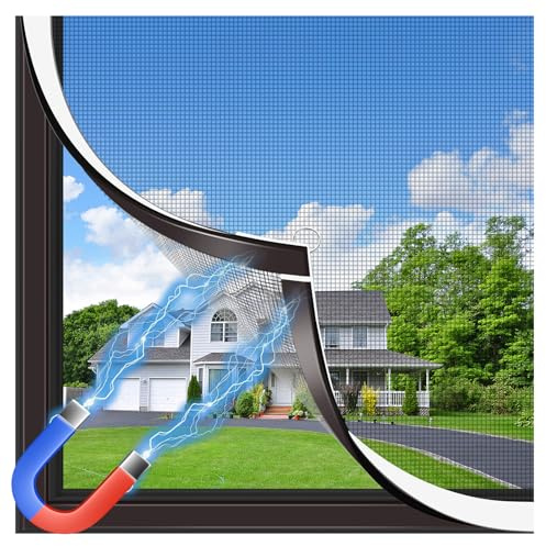 MLEJU Mosquitera Magnética para Ventanas, 130x150 cm Fibra de Vidrio Resistente, DIY Ajustable Fácil Instalación sin Taladrar, Protección Antimosquitos, Mosquitera Magnética para Ventanas Correderas