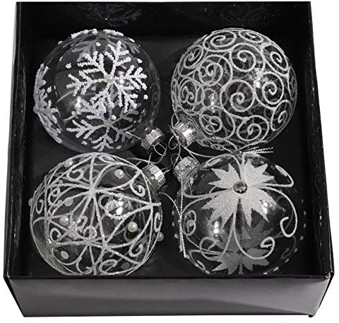 Warmiehomy Set von 4 Weihnachtsbaum Kugeln Bälle Fillable Hanging Glaskugeln Weihnachtsbaum Urlaub Party Festival Dekoration 8cm