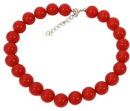 Caprilite 18mm Large Big Giant Faux Pearl Bead Statement Necklace Choker Vintage - Red