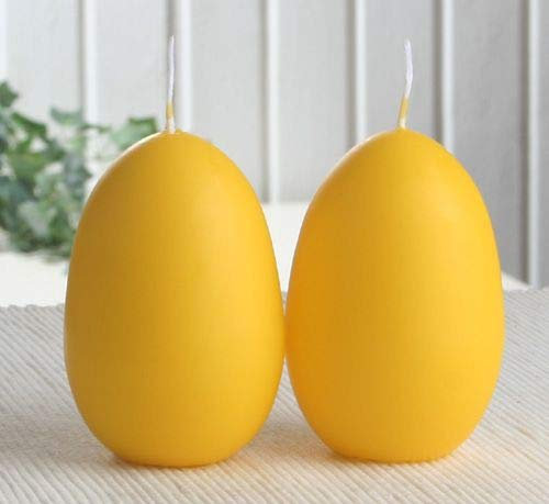 CandleCorner Eikerzen 2er-Set Eikerze, mittel, Größe 2, ca. 9 x 6 cm, zitronengelb