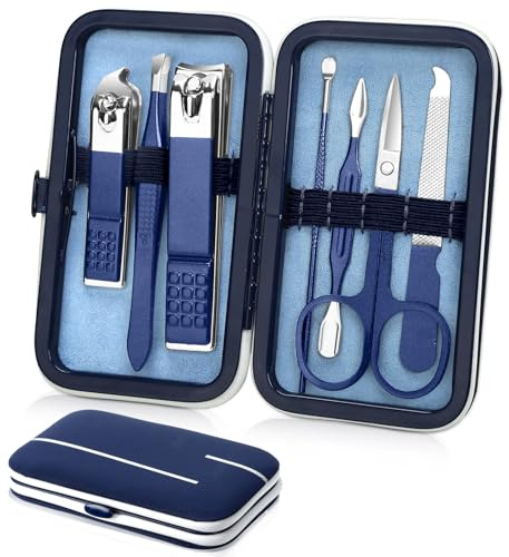 Aceoce Travel Manicure Set Mens Grooming Kit Stainless Steel Nail Clippers Nail Care Tool with Luxurious Travel Case Manicure Pedicure Set Professional Personal Care Gift for Men Family Friends