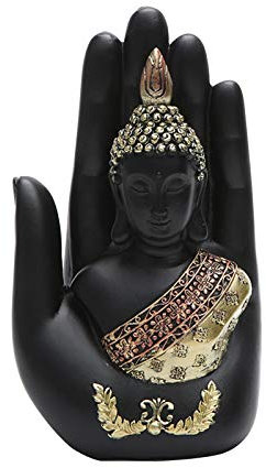POHOVE Palmen-Buddha-Statue, in der Palmenstatue, Buddha-Handfiguren und Statuen, Kunstharz, thailändische Buddha-Statue, buddhistische Figuren, Heimdekoration