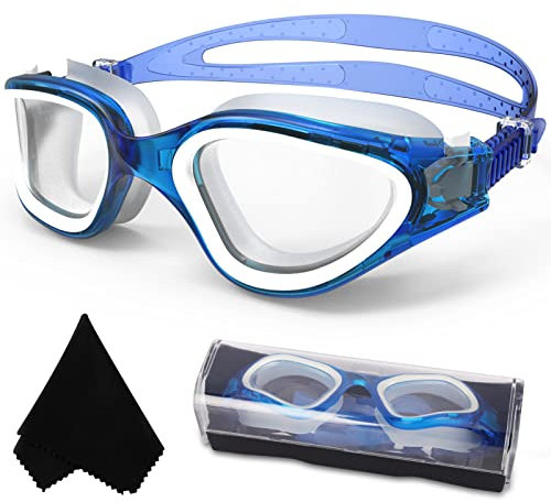 Winline Lunettes de natation à verres polarisés, Anti buée Anti UV Étanches Vision nette Réglage facile Pont souple, pour Hommes Femmes Adultes Adolescents