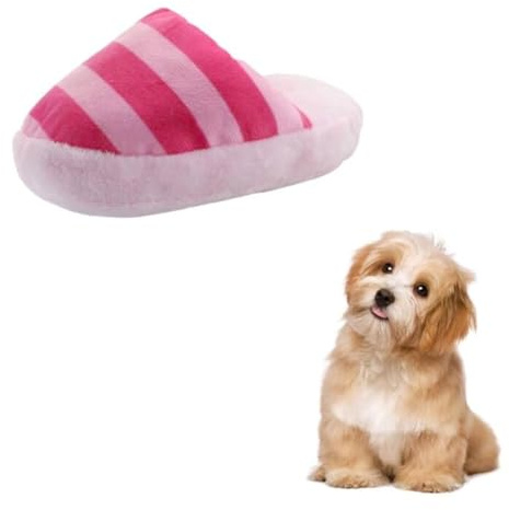 FuninCrea Giocattolo di Peluche per Cani e Cuccioli, Carino Pantofole Giocattolo Interattivo per Ridurre la Noia (Rosa)