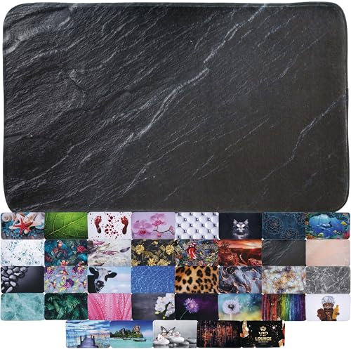 Sanilo Badteppich, viele schöne Badematten zur Auswahl, Badvorleger sehr weich und rutschfest, waschbar und schnelltrocknend (Granit, 70 x 110 cm)