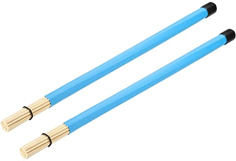 sourcing map Bambou Tambour Bâton Brosses Baguettes Tambour Brosse pour Jazz Acoustique Performances Musique Amant Percussion 1 Paire Bleu