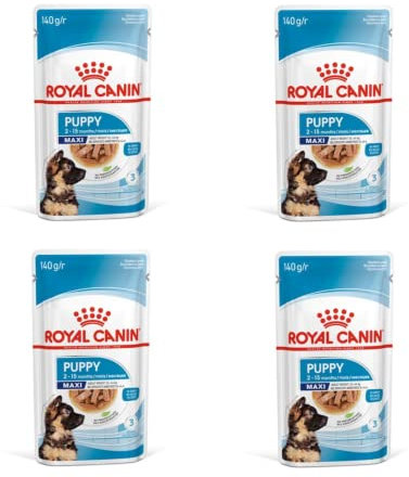Royal Canin Maxi Puppy Welpenfutter für Hunde großer Rassen | 4er Pack | 4 x 10 x140g | Alleinfuttermittel für große Hundewelpen mit einem Endgewicht von 26 bis 44 kg