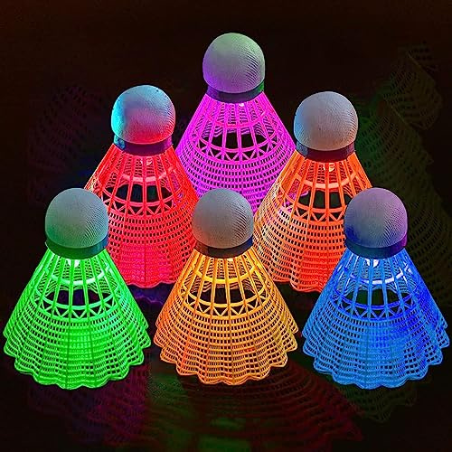 YeahBoom 6 palline da badminton a LED, in nylon, per sport e badminton