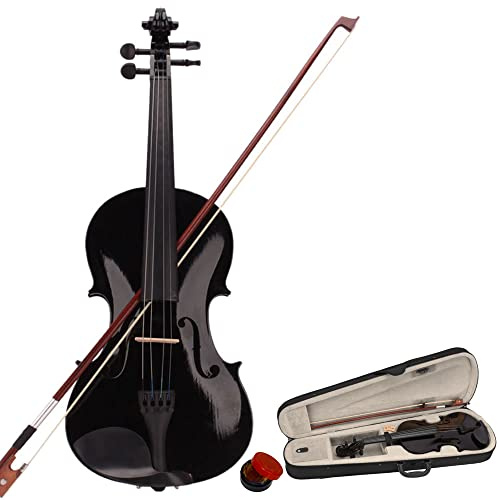 Violin Outfit 4/4 Full Size, Violin for Beginners with Rosin, Bow & Carry Case, Musical Instruments, Black