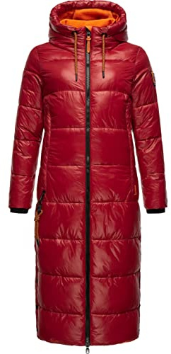 Navahoo Damen warmer Winter Steppmantel mit Kapuze Schmuseengel Dark Red Gr. S