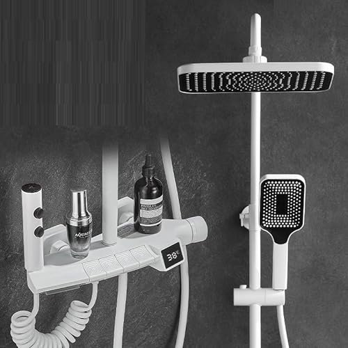 Digital Display Constant Temperature Shower Set with All Copper Mixing Valve and Piano Key Design Hot and Cold Water Plating Gun Ash B Model