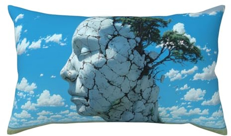 VOSERY Federe per cuscini king size, in microfibra, 51 x 91 cm, con testa di albero di terra incrinata, con cerniera, resistente alle pieghe, resistente alle macchie