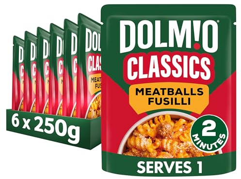 Dolmio Classics Meatballs Fusilli ready in 2 minutes Pasta Ready Meal serves 1 multipack 6x 250g