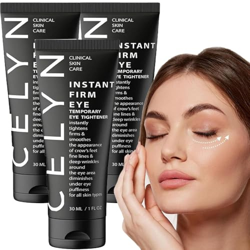 Celyn Instant Firm Eyes, crema per gli occhi, crema per gli occhi ferma e istantanea, riduce le borse sotto gli occhi, riduce le rughe per donne/uomini, per tutte le pelli (2 bottiglie, 1)