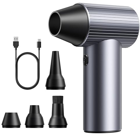 Souffleur Air Comprimé en Métal, 300000 TR/Min de Pulvérisation d’Air Comprimé avec 3 Vitesses réglables, air comprimé Nettoyage pc, souffleur Batterie pour Voiture, Maison et extérieur - Compact