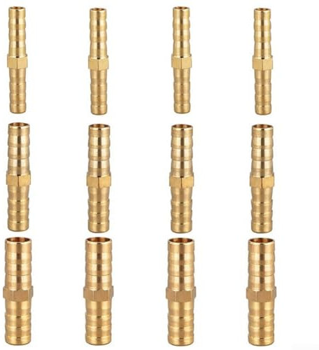 Set di 12 connettori in ottone per tubi da 6 mm, 8 mm, 10 mm, adattatori dritti per connessioni rapide
