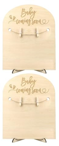 SHINEOFI 2sets Unique Wooden Cards Birth Announcement Decor for Nursery Newborn Sign for Hospital Photo Prop Stand Pregnancy Announcement Cards