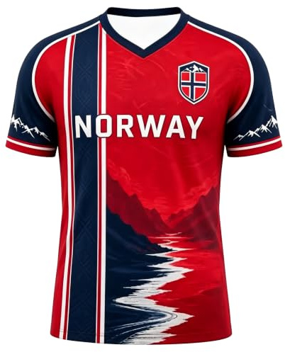 2026 W-M Norge fotbolls-t-shirt, 3D-flaggor, tryck, tröja, fantröja, andas, snabbtorkande, träningströja män, kvinnor, barn, sport, ledig, utomhus, fotbollströja