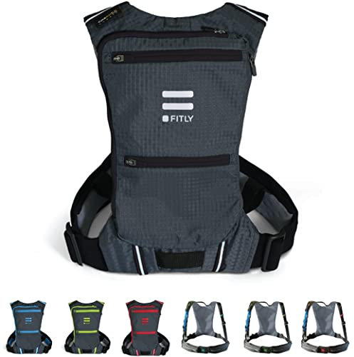 FITLY Minimalistischer Laufrucksack | Unisex mit Handyhalterung, Brustgurt | Persönliche Dinge Mitführen | Laufausrüstung für Männer/Frauen | Leicht mit Wasser