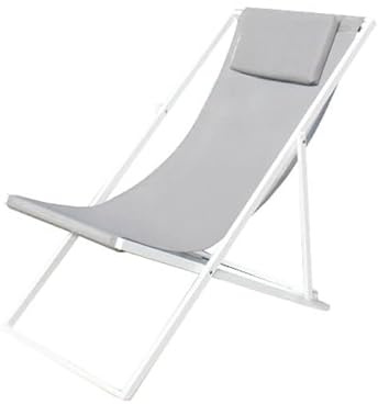 milani home - sdraio da giardino, acciaio e textilene, pieghevole, bianco