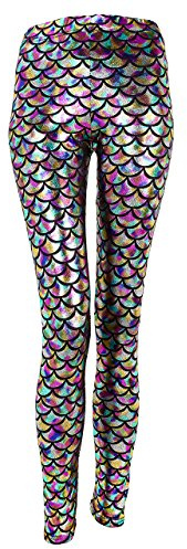 Faletony Women's Mermaid Fish Scale Printed Leggings Stretch Tight Pants Pencil Pants, Tag Size XXL=UK 12-14, Colourful Xxl