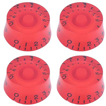 RiToEasysports 4-teilige E-Gitarren-Regler, Acryl-Bass Lautstärkeregler Potentiometer, Rot Schwarz, Musikinstrumentenzubehör