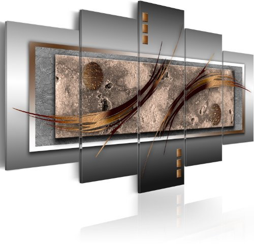 B&D XXL - Akustikbild Abstrakt Bilder Hochleistungsschallabsorber Schallschutz Vlies Leinwand Akustikdämmung 5 tlg Wandbild Raumakustik Schalldämmung 020101-147