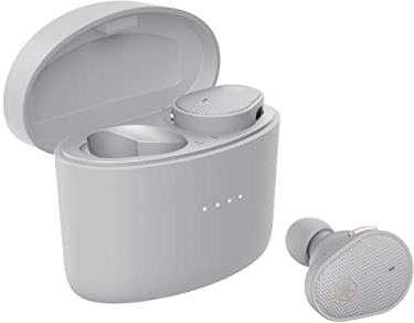 Yamaha TW-E5B True Wireless Bluetooth Earbuds in Charging Case with True Sound, aptX Adaptive, Game Mode, Ambient Sound, Listening Care and Built-In Microphone, in Grey