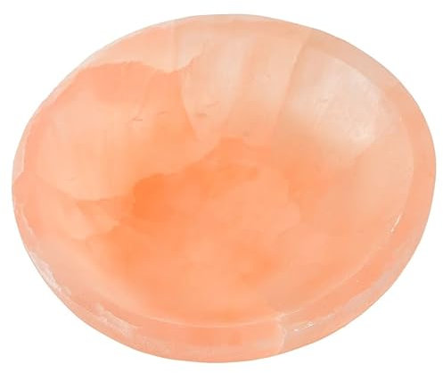 CNYANFEI 5.5” Large Orange Selenite Bowl for Crystal Charging Round Shaped Peach Selenite Tray Natural Gemstone Bowl for Storage Home Decor Gift